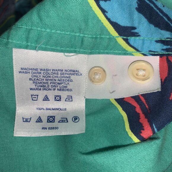 Lands End Shirt Mens XXL Hawaiian Floral Short Sleeve Button Down Beach Cotton - Picture 7 of 7